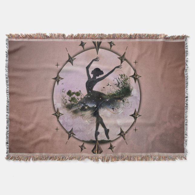 Harmony of Movement The ballerina in the starlight Throw Blanket (Front)