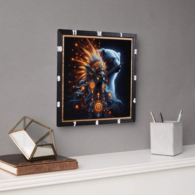 Harmony of Nature and Spirit in Vibrant Colours Square Wall Clock (Office)