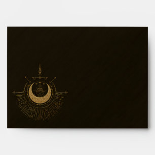 Harmony of the elements: moon, gold and geometry. envelope