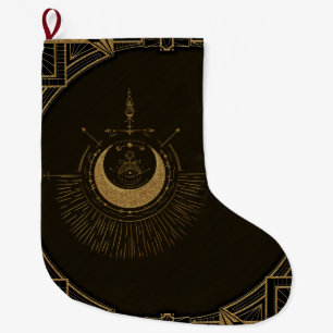 Harmony of the elements: moon, gold and geometry.  large christmas stocking