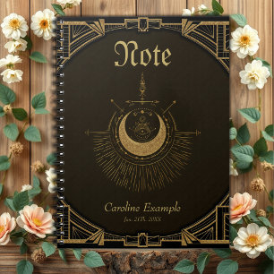Harmony of the elements: moon, gold and geometry.  notebook