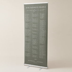 HARMONY Olive Green Alphabetical Seating Chart Retractable Banner