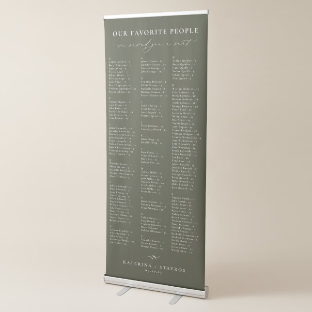 HARMONY Olive Green Alphabetical Seating Chart Retractable Banner (3/4)