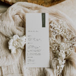 HARMONY Olive Green Modern Wedding Place Card<br><div class="desc">HARMONY Olive Green modern minimalist,  wedding guest place card and menu. Features,  olive green typography on light beige backgrounds. Please note,  guest names must be entered and each card added to your cart individually.</div>