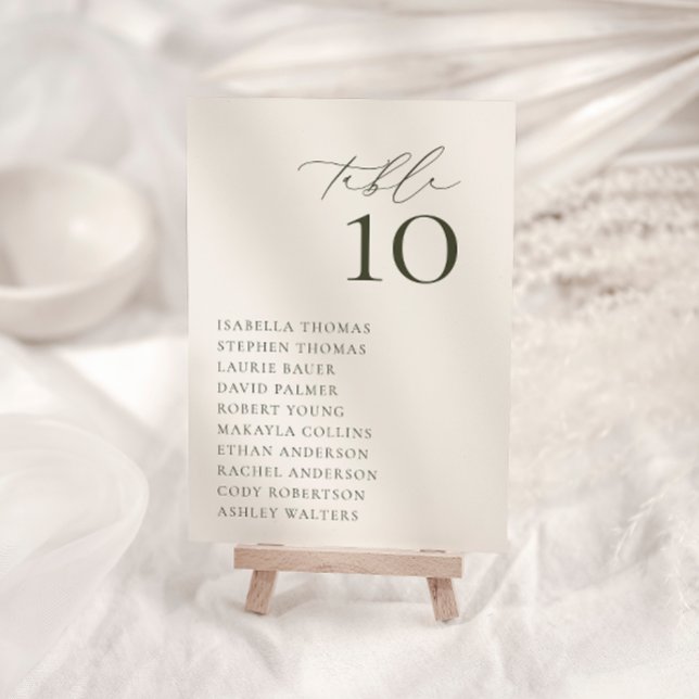 HARMONY Olive Green Seating Table Number Card (Creator Uploaded)