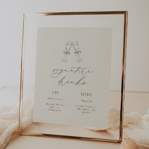 HARMONY Olive Green Signature Drinks Wedding Poster