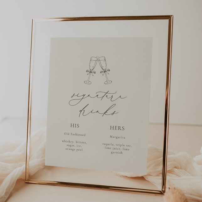 HARMONY Olive Green Signature Drinks Wedding Poster (Creator Uploaded)