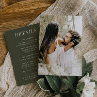 HARMONY | Olive Green Wedding Details Photo Card