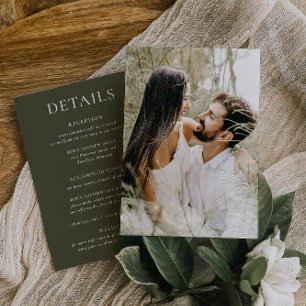 HARMONY Olive Green Wedding Details Photo Card