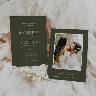 HARMONY Olive Green Wedding Photo Save The Date
