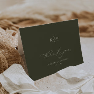 HARMONY Olive Green Wedding Photo Thank You Card