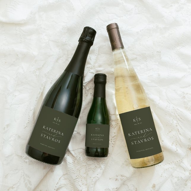 HARMONY | Olive Green Wedding Sparkling Wine Label (Creator Uploaded)
