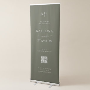 HARMONY Olive Green Wedding Welcome Retractable Banner