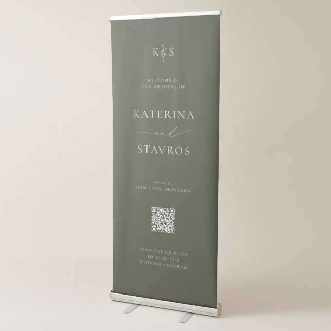 HARMONY Olive Green Wedding Welcome Retractable Banner (3/4)
