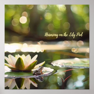 Harmony on the Water: Frog and Water Lily Poster