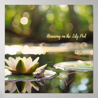 Harmony on the Water: Frog and Water Lily Poster