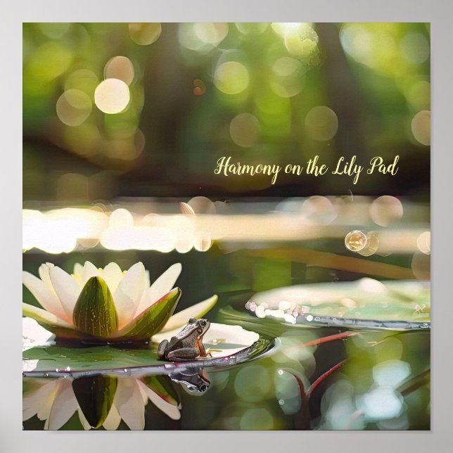 Harmony on the Water: Frog and Water Lily Poster (Front)