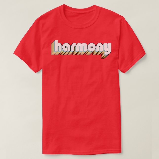 Harmony Retro Rainbow Typography Faded Style T-Shirt (Design Front)