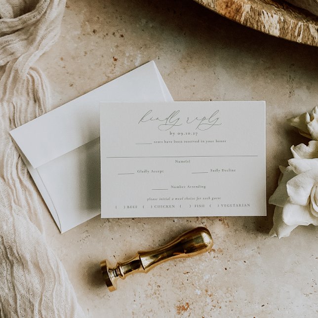 HARMONY | Sage Green Meal Choice Wedding RSVP Card (Creator Uploaded)