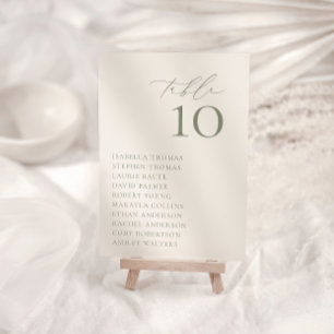 HARMONY Sage Green Seating Table Number Card