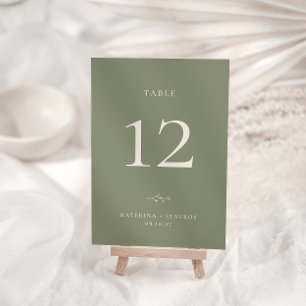 HARMONY Sage Green Wedding Table Number Card