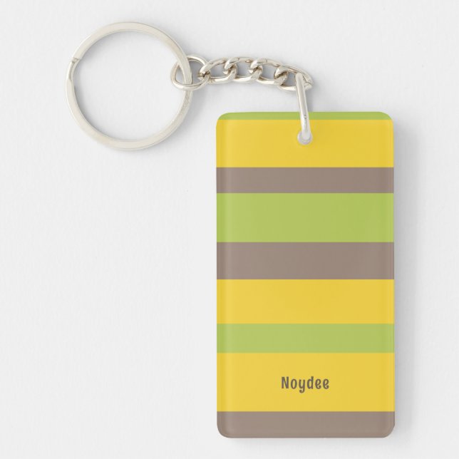 Harmony Stripes Lines Brown Yellow Green Key Ring (Front)