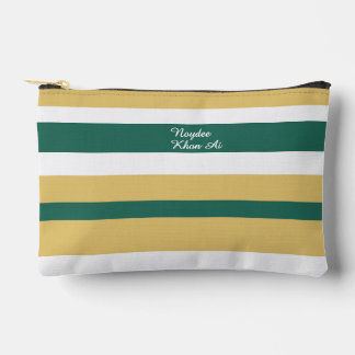 Harmony Stripes Lines Green Gold White Accessory Pouch