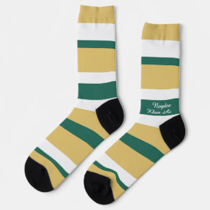 Harmony Stripes Lines Green Gold White Socks