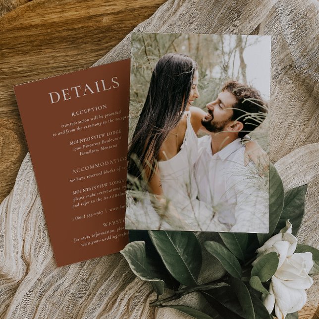 HARMONY | Terracotta Wedding Details Photo Card (Creator Uploaded)
