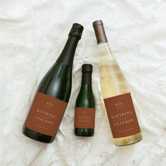 HARMONY | Terracotta Wedding Sparkling Wine Label (Creator Uploaded)