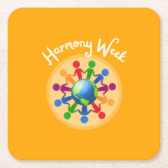 Harmony Week | Square card coaster (Front)