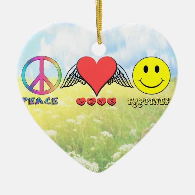 Harmony - Wishing you Peace, Love and Happiness! Ceramic Tree Decoration (Front)