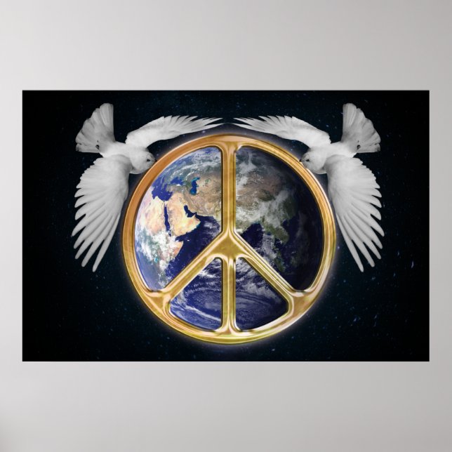 Harmony World Peace Globe World Earth Dove Poster (Front)