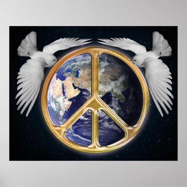 Harmony World Peace Globe World Earth Dove Poster (Front)