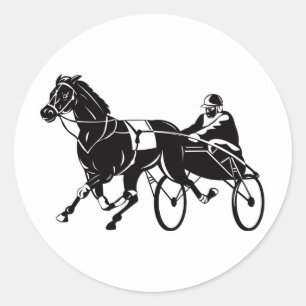 harness cart horse racing sulkies classic round sticker