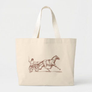 harness cart horse racing sulkies large tote bag