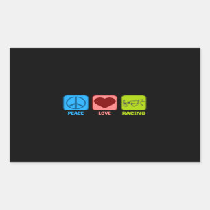 Harness Horse Racing Peace Love Rectangular Sticker