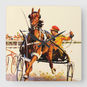 Harness Race Square Wall Clock