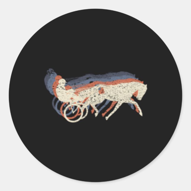 Harness Racing Coloured Sports Horse Race Classic Round Sticker (Front)