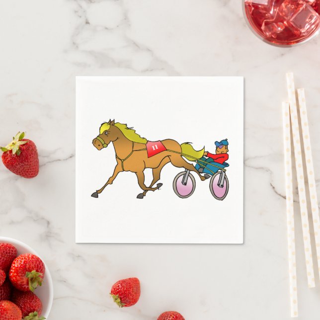 Harness Racing Horse and Driver Napkin (Insitu)