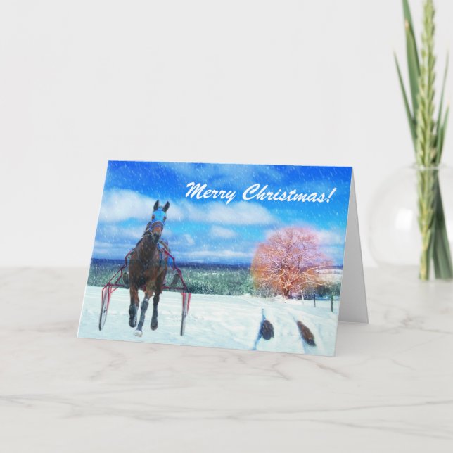 Harness Racing Horse Standardbred Christmas Card (Front)