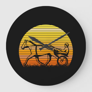 Harness Racing Race Horse Sunset Silhouette Large Clock