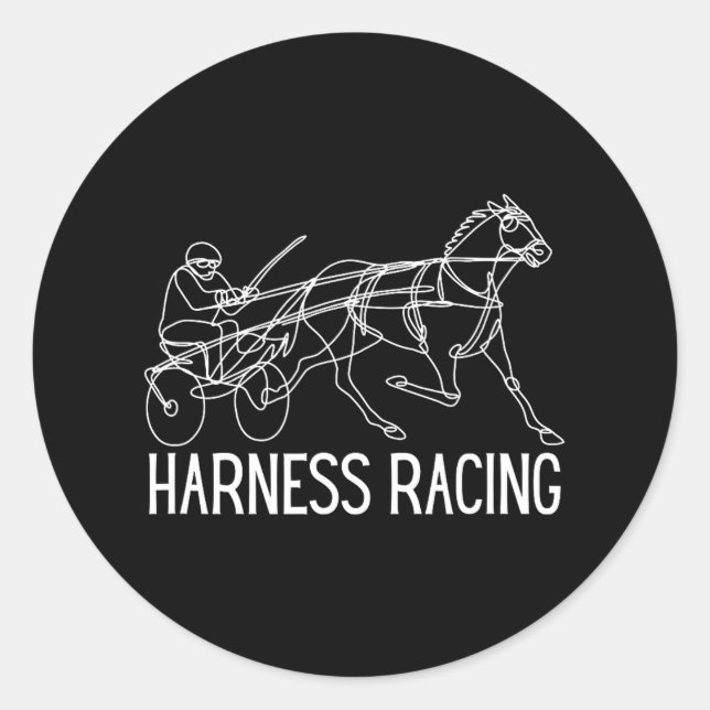 Harness Racing Standardbred Horse Sulky Horse Classic Round Sticker (Front)