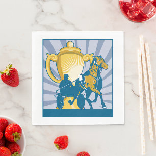 Harness Racing Trophy Sulky and Horse Napkin