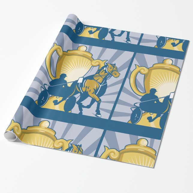 Harness Racing Trophy Sulky and Horse Wrapping Paper (Unrolled)