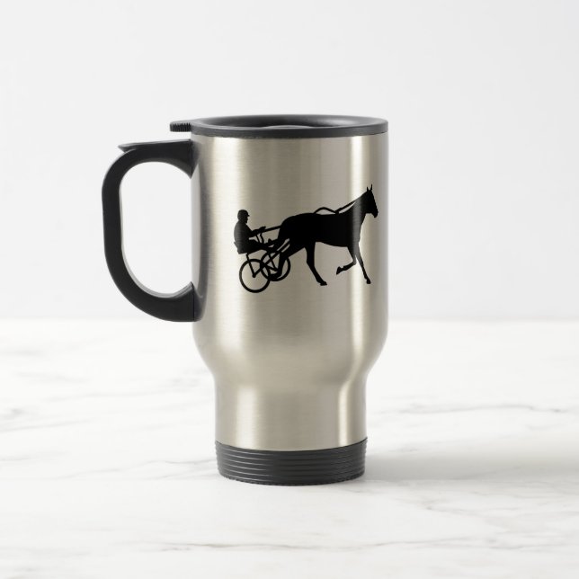 Harness trotting race travel mug (Left)
