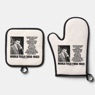 Harnessing A Waterfall Sun's Energy Tesla Quote Oven Mitt & Pot Holder Set