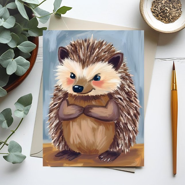 Harold the Hedgehog | Cute Animal Watercolor Card (Creator Uploaded)