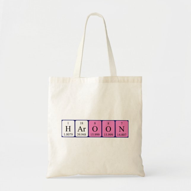 Haroon periodic table name tote bag (Front)