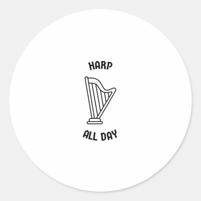 Harp all day classic round sticker (Front)